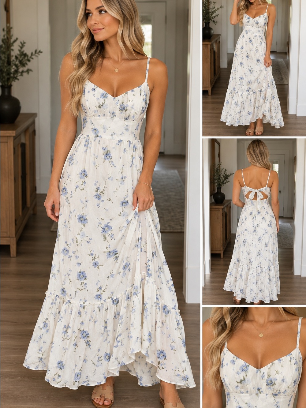 Hollister Maxi Dress with Blue Floral Print